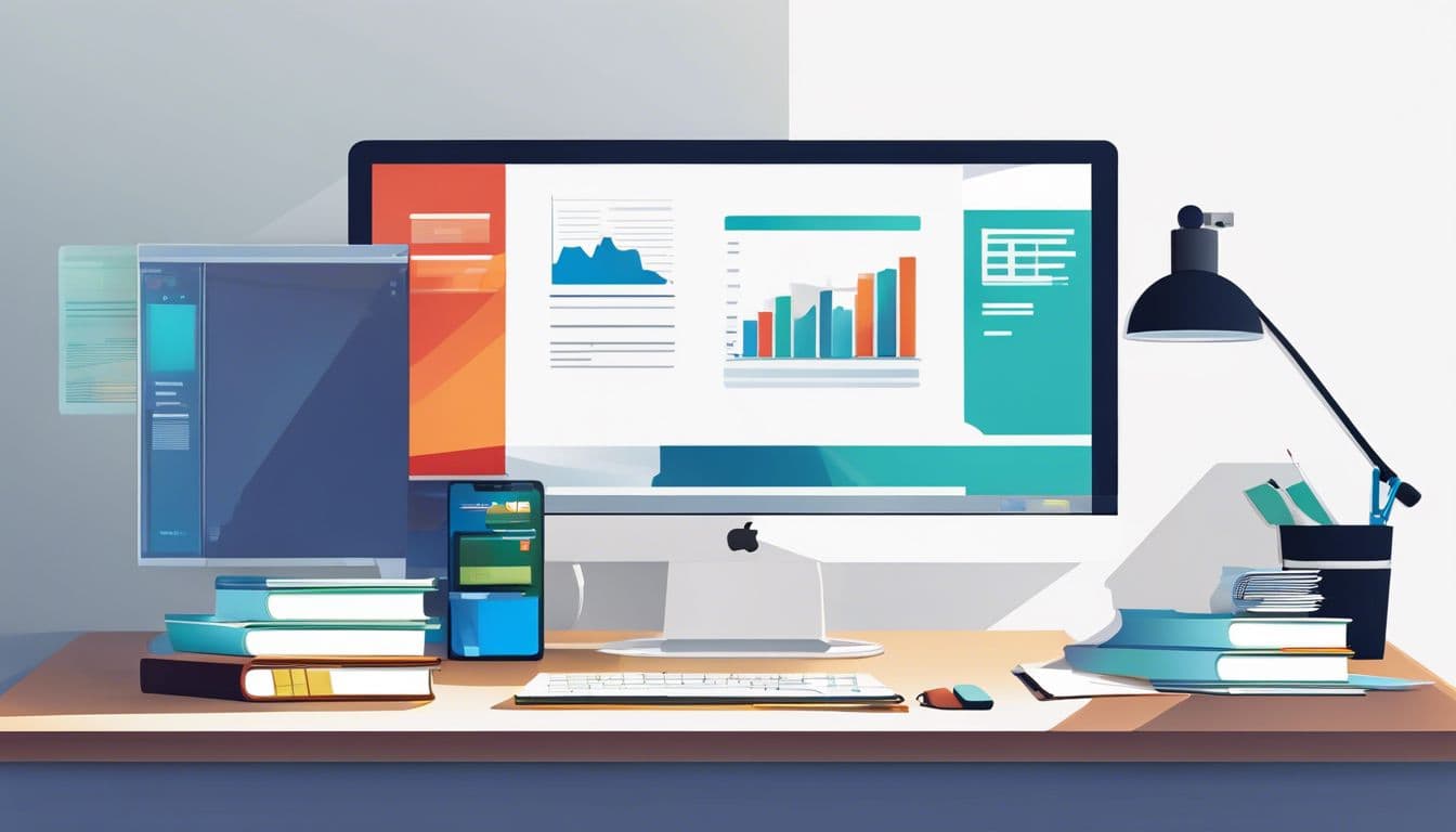 Een georganiseerd kantoor met financi&euml;le documenten en een computer.