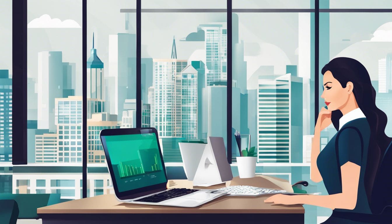 Een jonge ondernemer gebruikt Excel met Bobbie om financiën te beheren. Een jonge ondernemer gebruikt Excel met Bobbie om financiën te beheren.