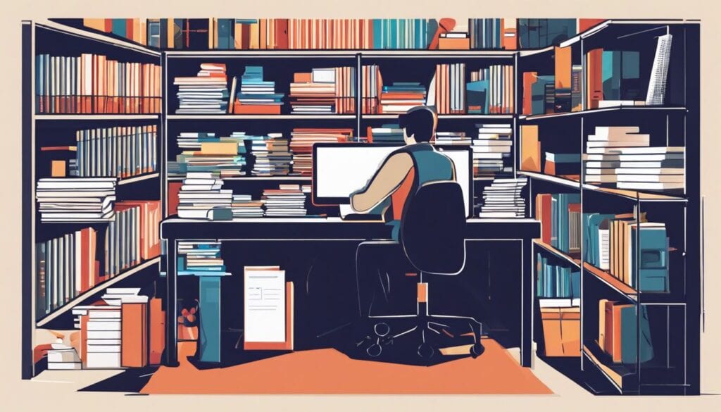 Een persoon ordent en sorteert papieren en bonnetjes op een net bureau.