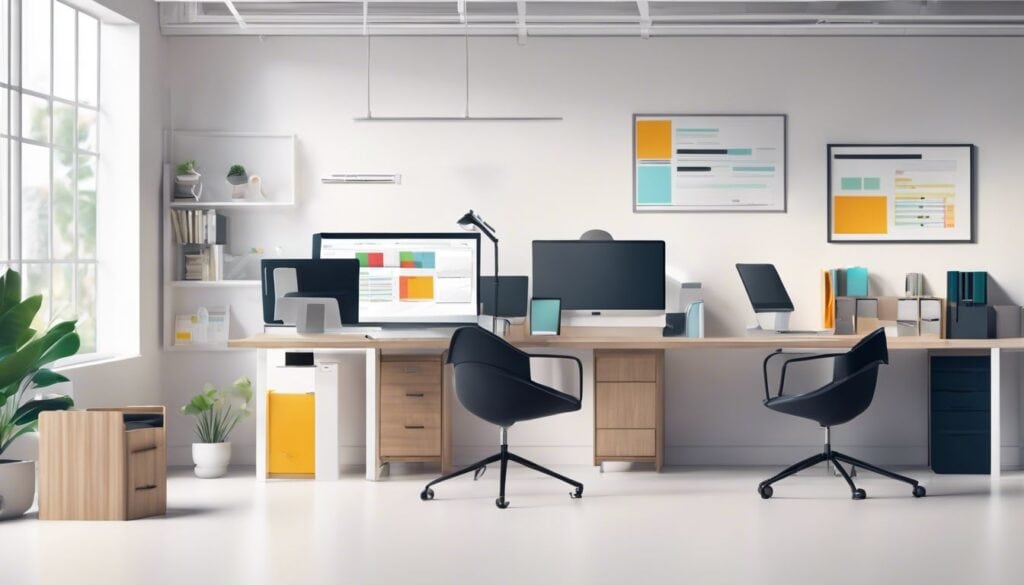 Efficiënte administratieve software voor kinderopvangbeheer op een opgeruimd bureau.