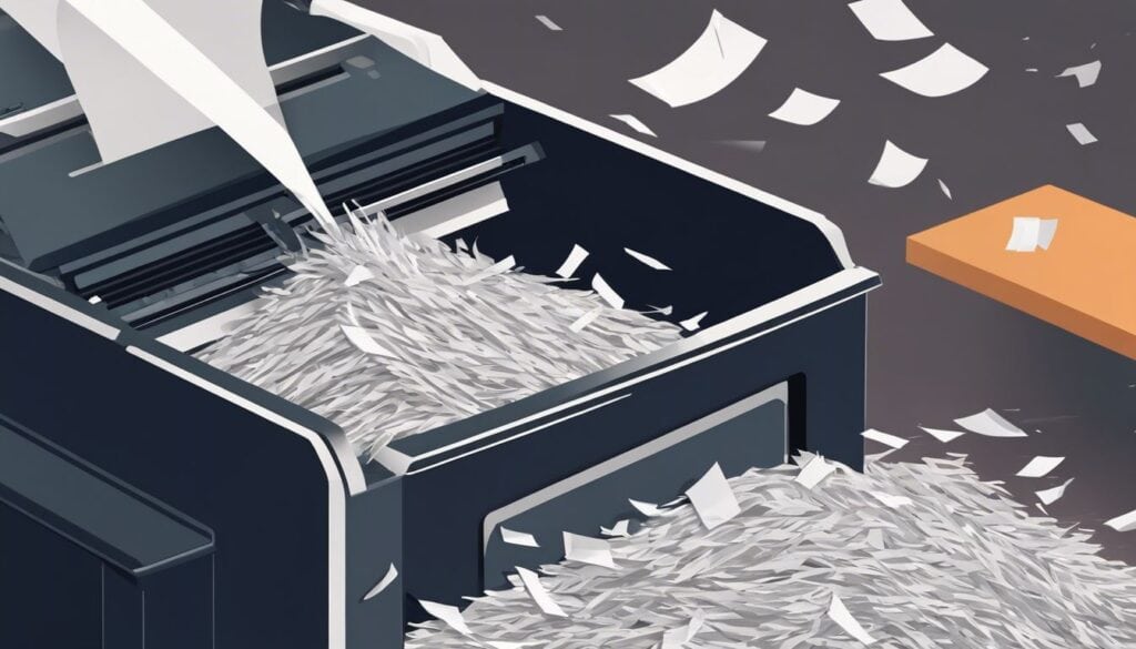 Industriële versnippering van oude documenten voor efficiëntie en gegevensbeveiliging.