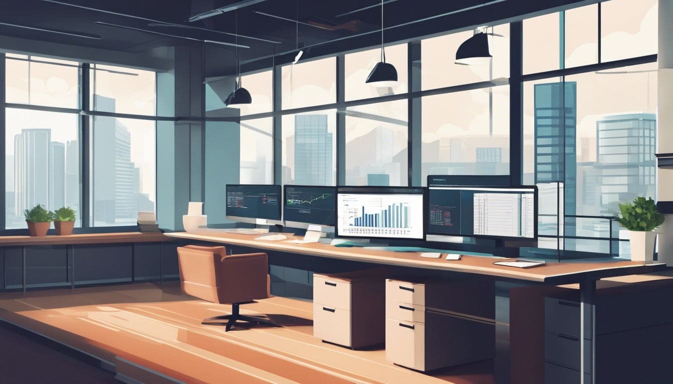 Een goed georganiseerde financiële spreadsheet in een moderne kantooromgeving. Een goed georganiseerde financiële spreadsheet in een moderne kantooromgeving.