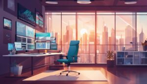 Moderne kliniek met gespecialiseerde fysiotherapie-software op computer.