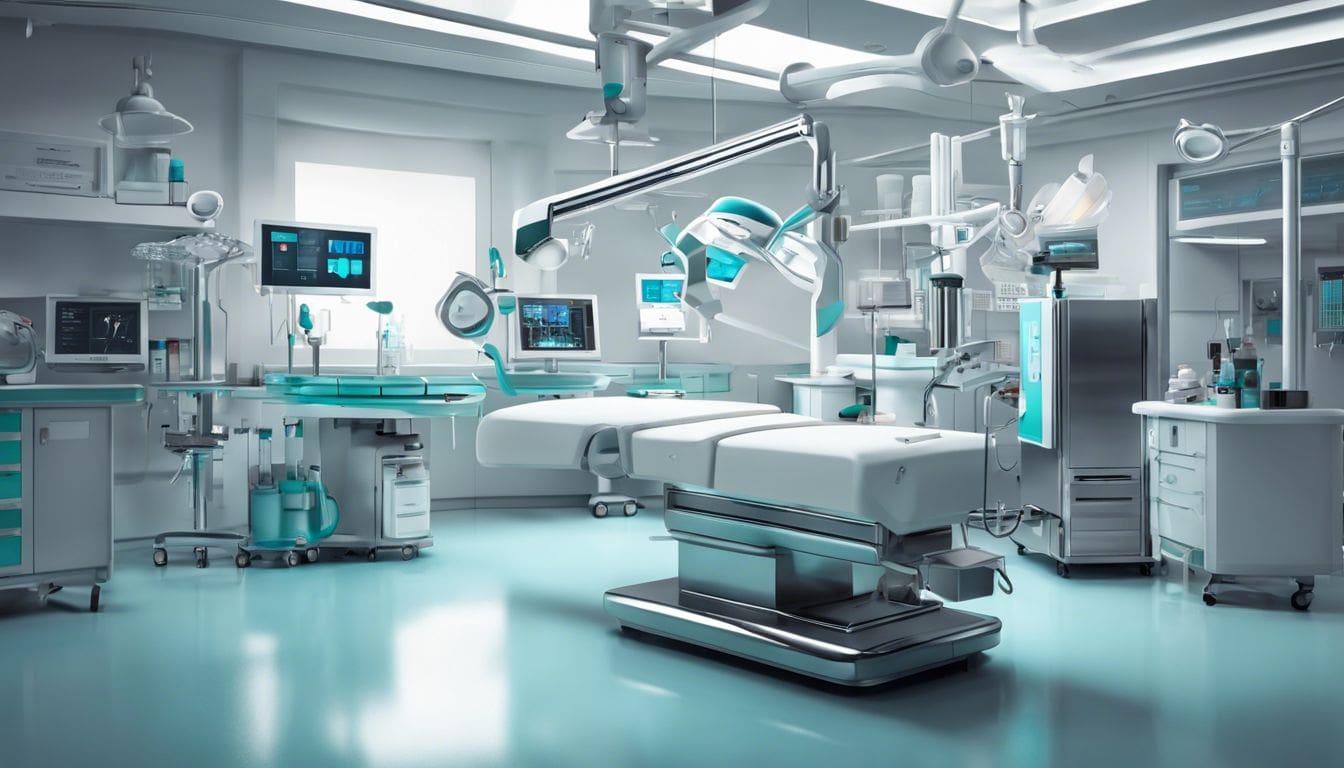 Chirurgische medische instrumenten, zorgvuldig gerangschikt op operatietafel.