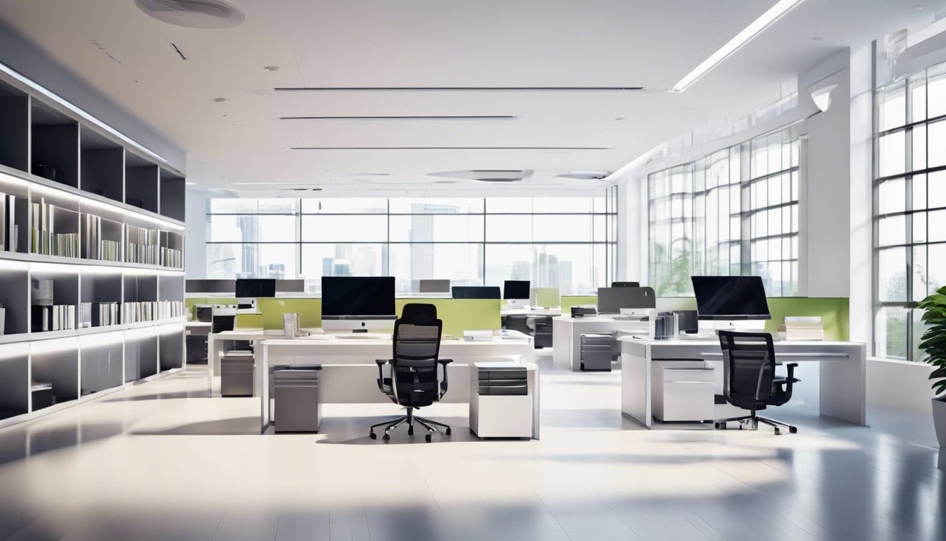 Financi&euml;le documenten netjes georganiseerd in modern kantoor, benadrukken effici&euml;ntie en professionaliteit.