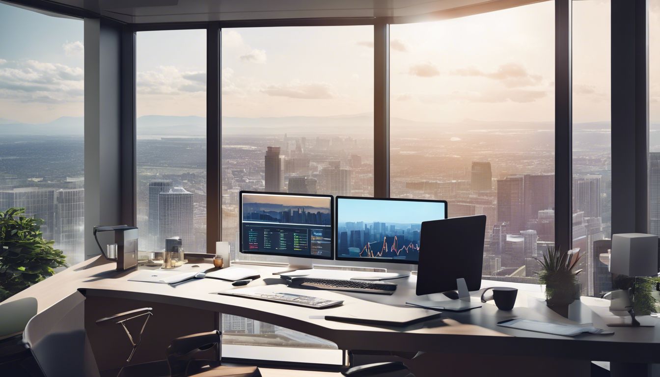 Een professionele accountant werkt met Sage BOB-software in een moderne kantooromgeving.