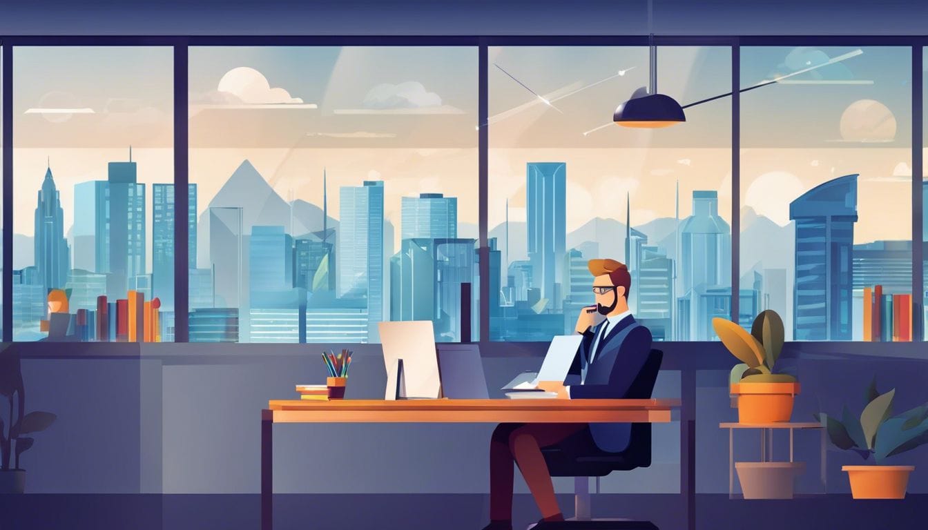 Een psycholoog gebruikt een modern ERP-systeem in zijn kantoor.