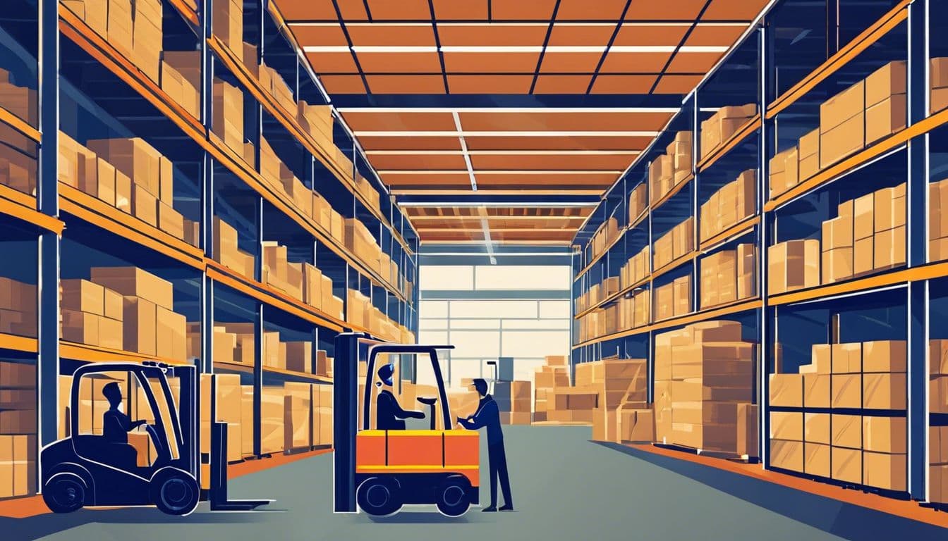 Een magazijnmanager inspecteert de voorraadniveaus in een grote opslagfaciliteit.