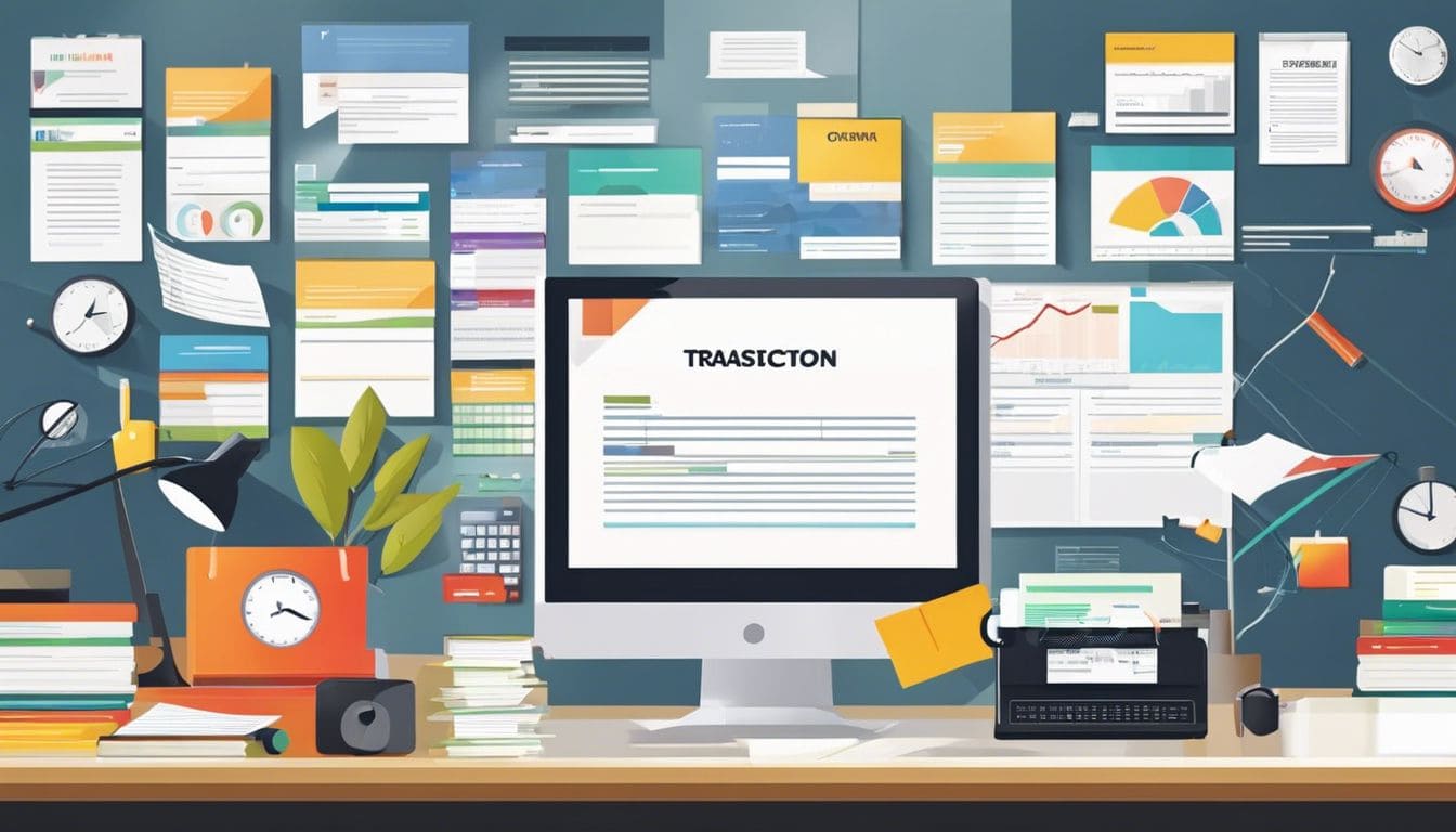Een netjes georganiseerde financi&euml;le administratie omringd door kantoorbenodigdheden.