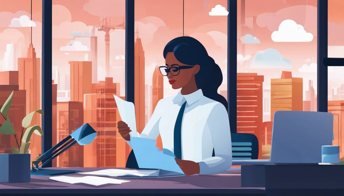 Een boekhouder evalueert cloud-gebaseerde boekhoudsoftware in een kantooromgeving.