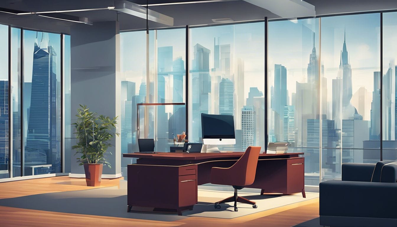 Een financieel professional neemt de aankoop van vaste activa op in een modern kantoor. Een financieel professional neemt de aankoop van vaste activa op in een modern kantoor.