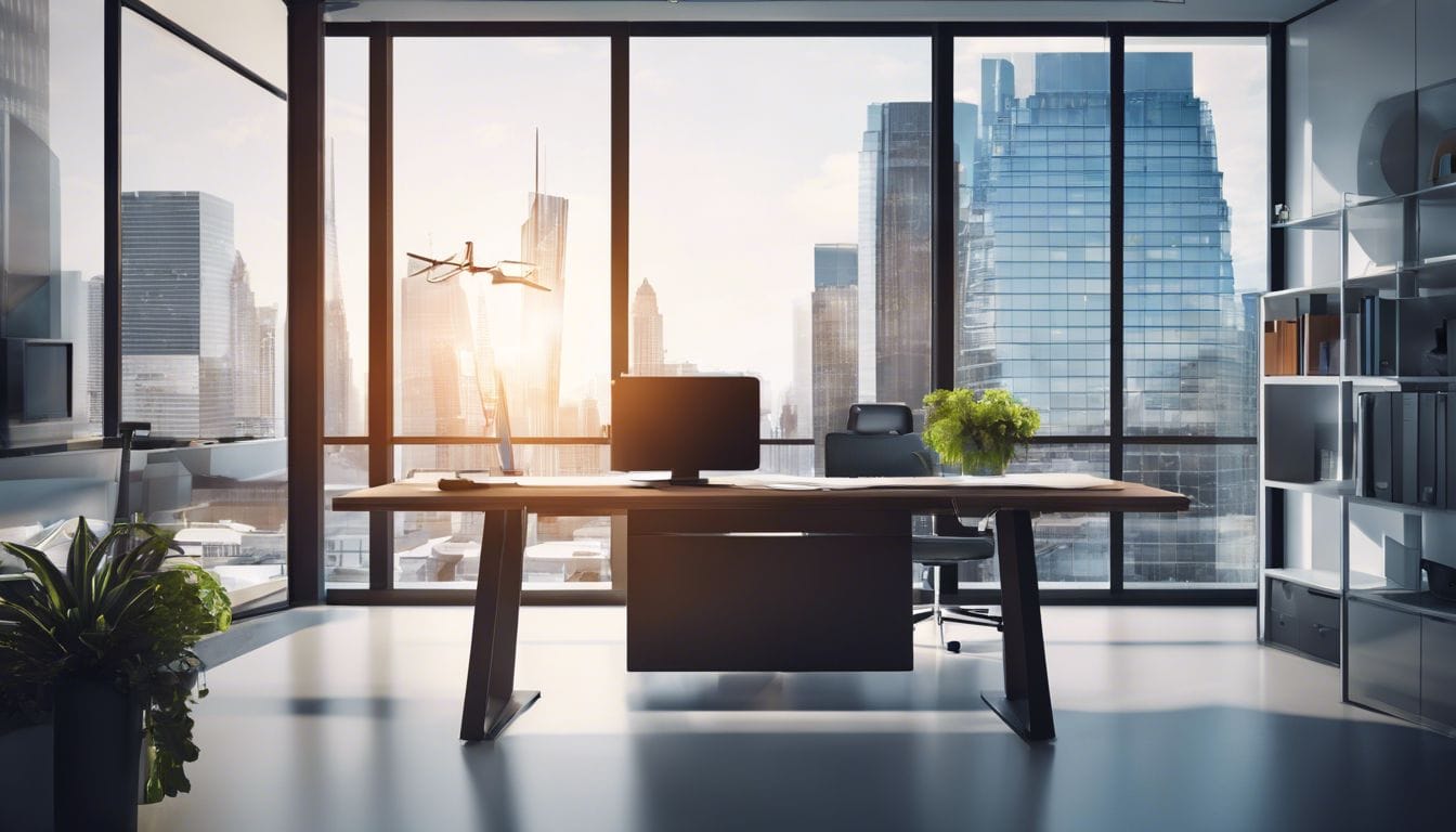Kantoormedewerker gebruikt Xero-software in moderne kantooromgeving.