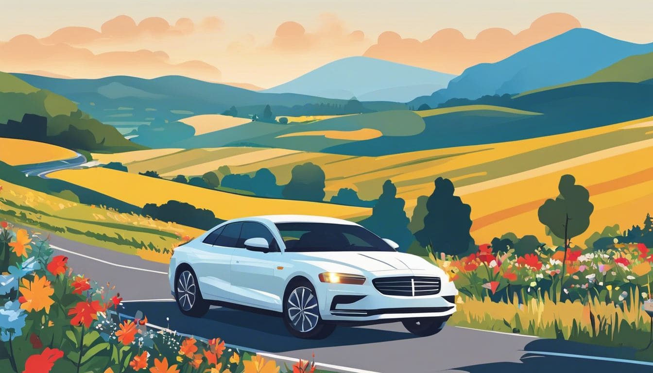 Een zelfstandige fotograaf die de kilometers van zakelijke auto’s in het pittoreske platteland vastlegt. Een zelfstandige fotograaf die de kilometers van zakelijke auto's in het pittoreske platteland vastlegt.