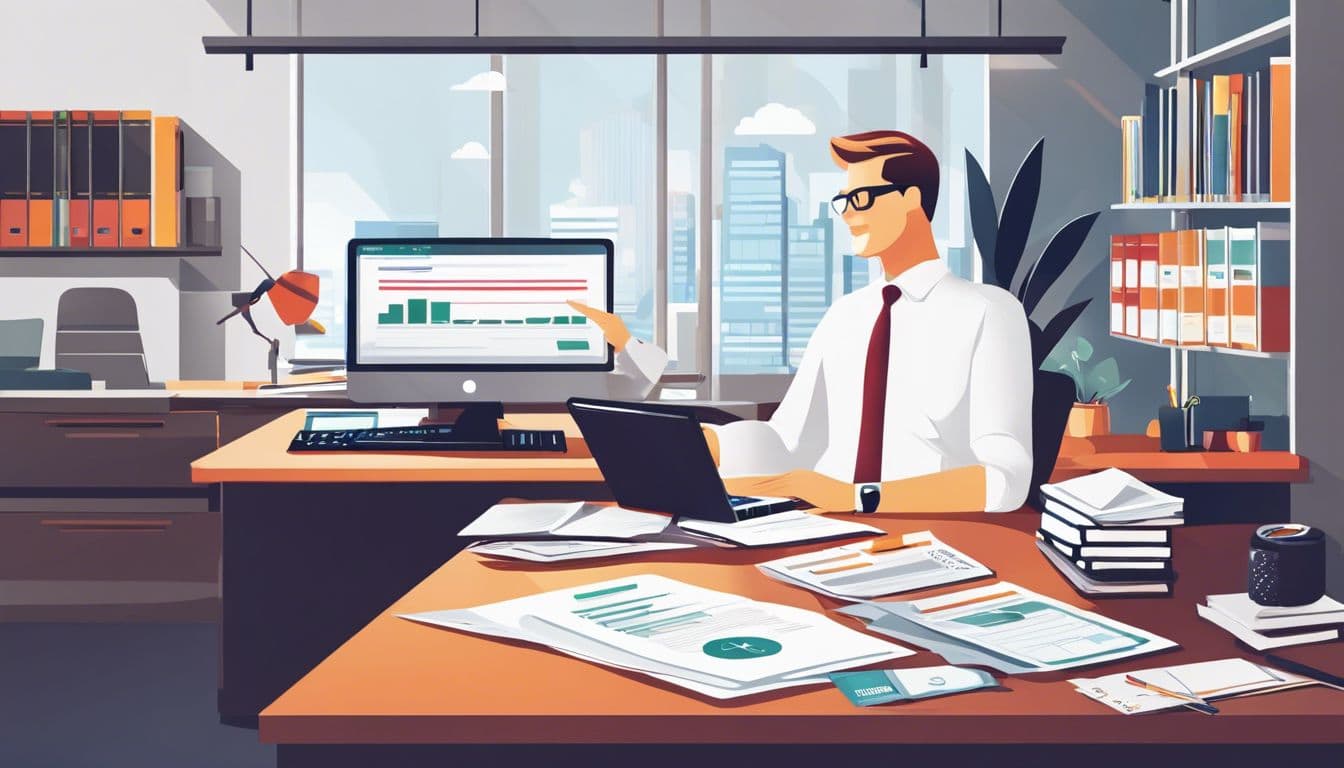 Een zakeneigenaar met een nieuw belastingidentificatienummer in een professionele kantooromgeving. Een zakeneigenaar met een nieuw belastingidentificatienummer in een professionele kantooromgeving.