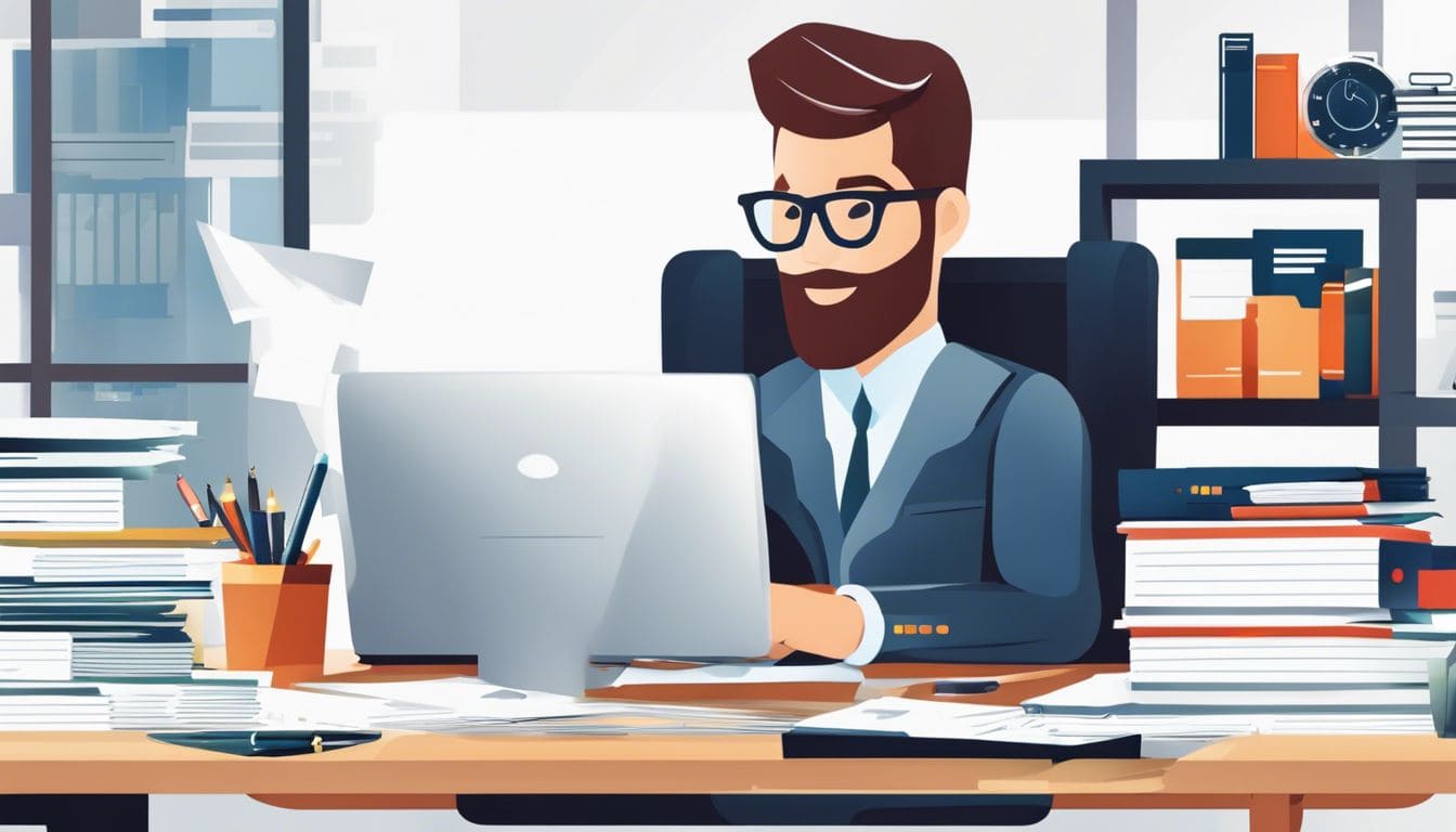 Een professionele accountant werkt georganiseerd en nauwkeurig op kantoor.
