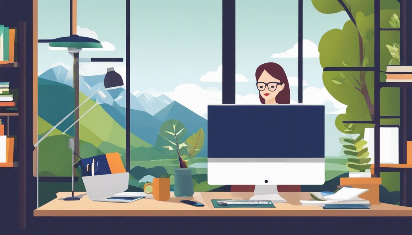 Een boekhouder gebruikt FileMaker in een georganiseerde en rustige werkomgeving.