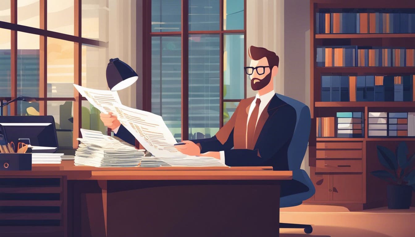 Een bedrijfseigenaar bestudeert financiële gegevens met aandacht voor detail. Een bedrijfseigenaar bestudeert financiële gegevens met aandacht voor detail.