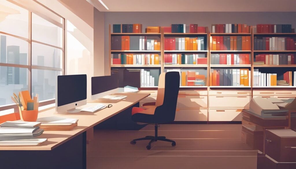 Persoon organiseert pensioendocumenten op een schone kantoorbureau.