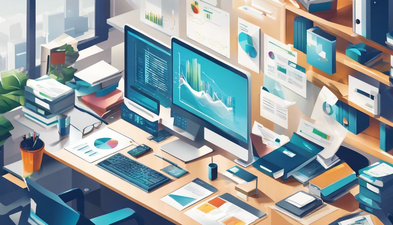 Moderne financi&euml;le kantooromgeving met 24/7 computerondersteuning en georganiseerde werkplekken.