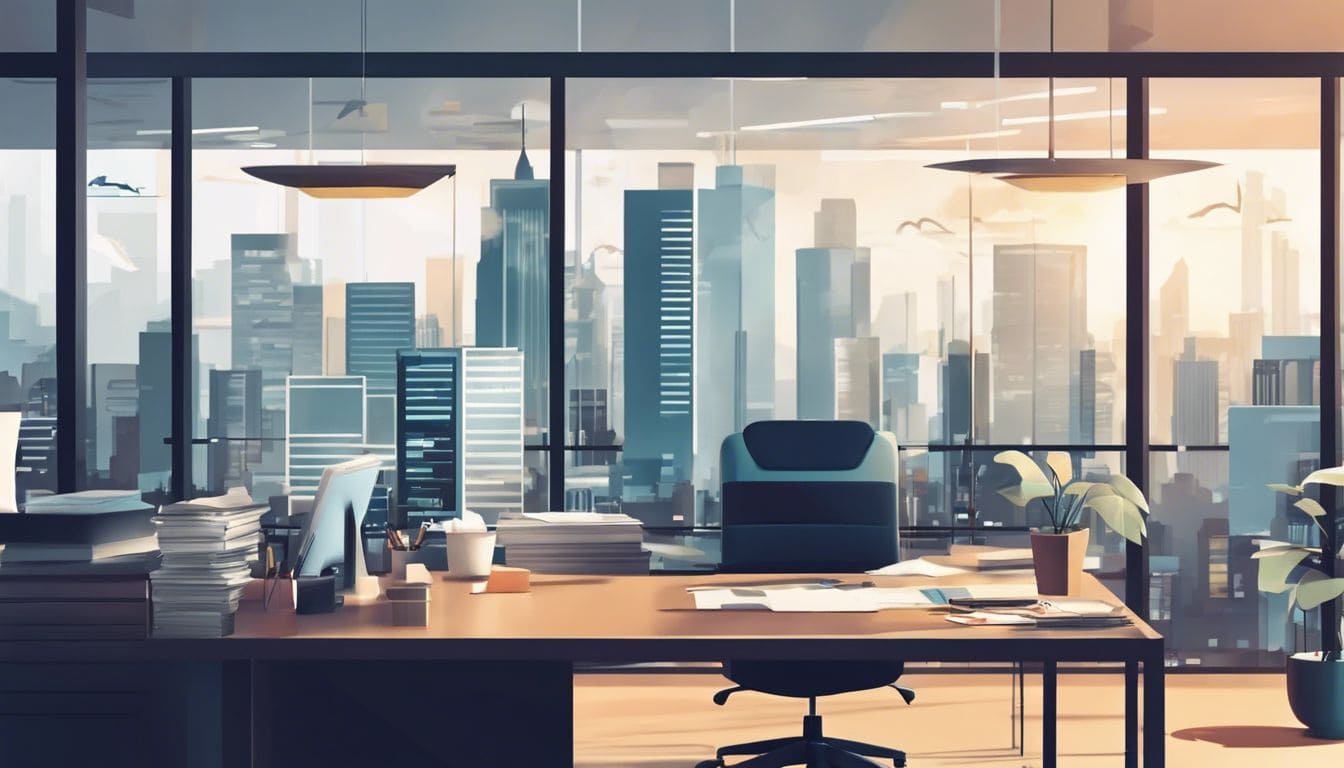 Een professional in een kantooromgeving, georganiseerd financiële documenten aan het sorteren. Een professional in een kantooromgeving, georganiseerd financiële documenten aan het sorteren.