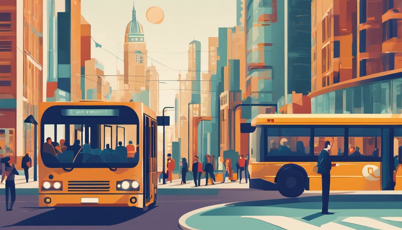 Een persoon ontvangt een ticket van een Qbuzz-beambte met een bus op de achtergrond.