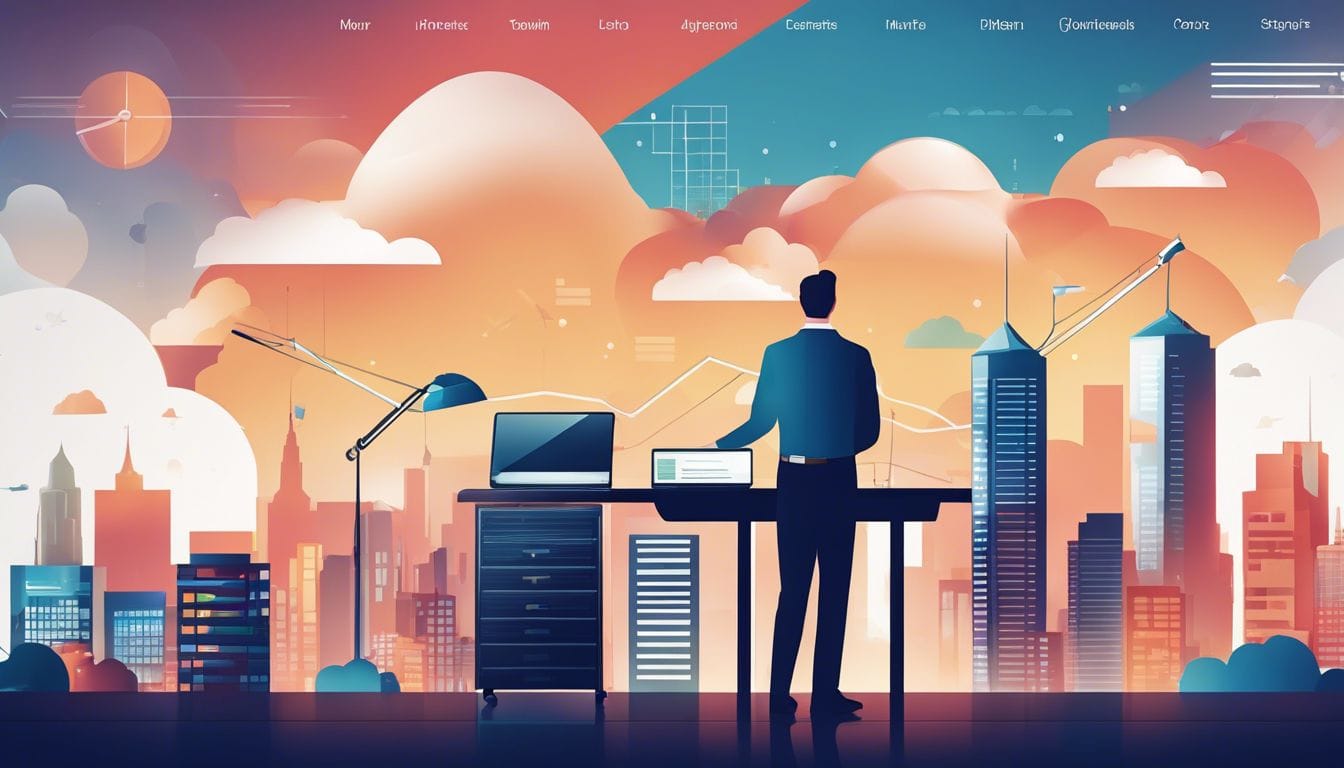 Een zakelijke eigenaar gebruikt EXACT cloud software voor financiële organisatie en stadsfotografie. Een zakelijke eigenaar gebruikt EXACT cloud software voor financiële organisatie en stadsfotografie.