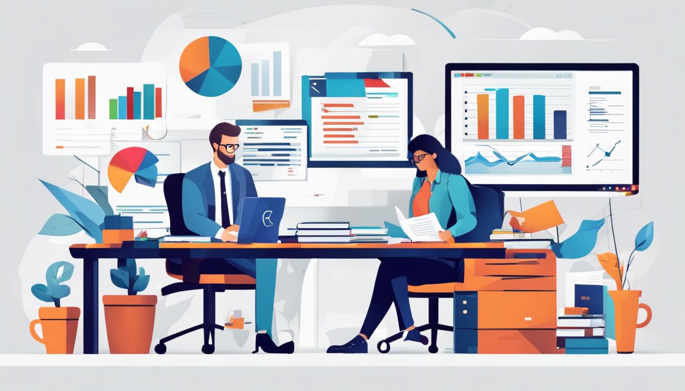 Een persoon die met vastberadenheid en concentratie gebruik maakt van boekhoudsoftware in een professionele en productieve sfeer.