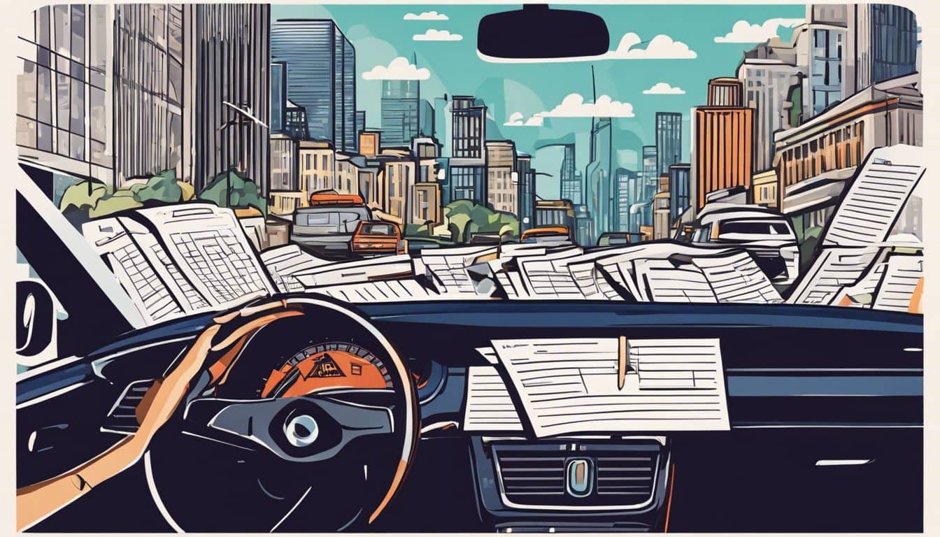 Een verkeersboete op het dashboard veroorzaakt frustratie en ongemak.