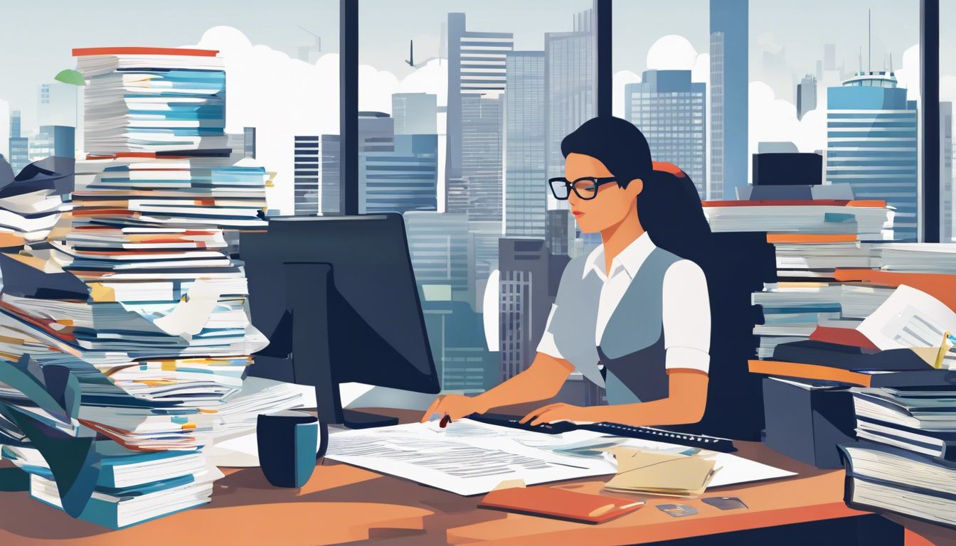 Een persoon gebruikt boekhoudsoftware om vennootschapsbelasting te doen.