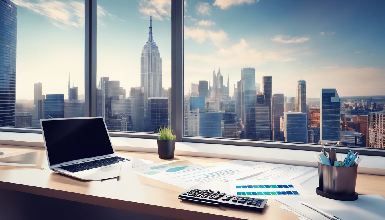 Een moderne kantooromgeving met financi&euml;le documenten en een rekenmachine.